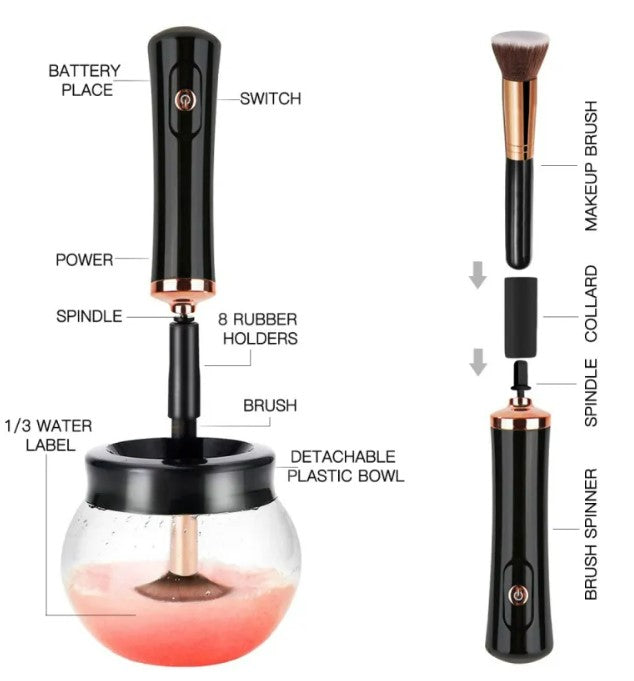 Electric Makeup Brush Cleaner - Red