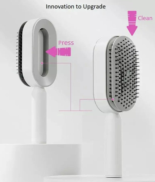 Press Type Cleaning Design Air Cushion Bag Massage Comb with base - Rose Red