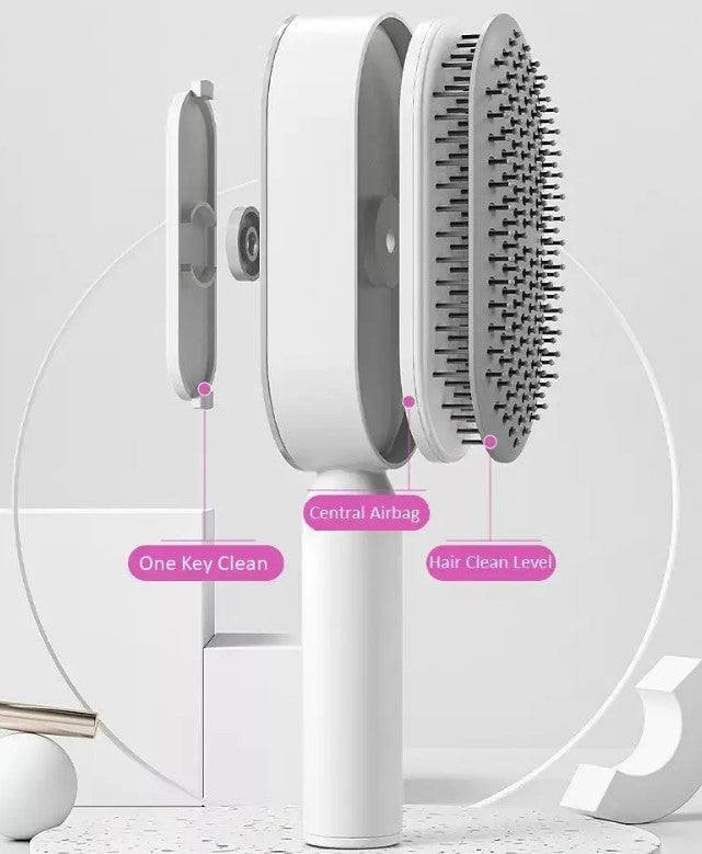 Press Type Cleaning Design Air Cushion Bag Massage Comb with base - Rose Red