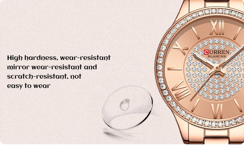 CURREN Ladies Watch Fashion Steel Band Watch - White
